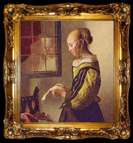 framed  Johannes Vermeer Brieflesendes Madchen am offenen Fenster, ta009-2
